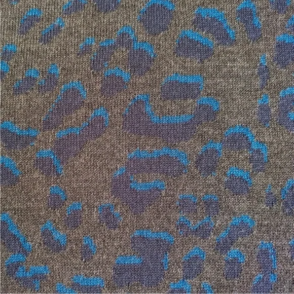 LOFT Grey and Blue Leopard print Sweater Dress - Picture 9 of 12
